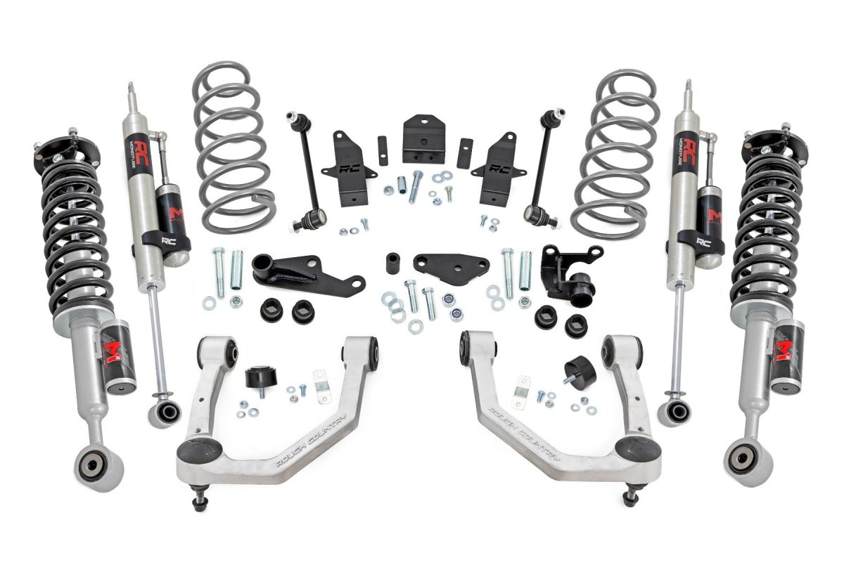 Toyota Tacoma Suspension Lift Kit - Front + Rear - Rough Country - 3.5-Inch Lift, M1R, with Upper Control Arms and Rear Track Bar Bracket - '24-'25